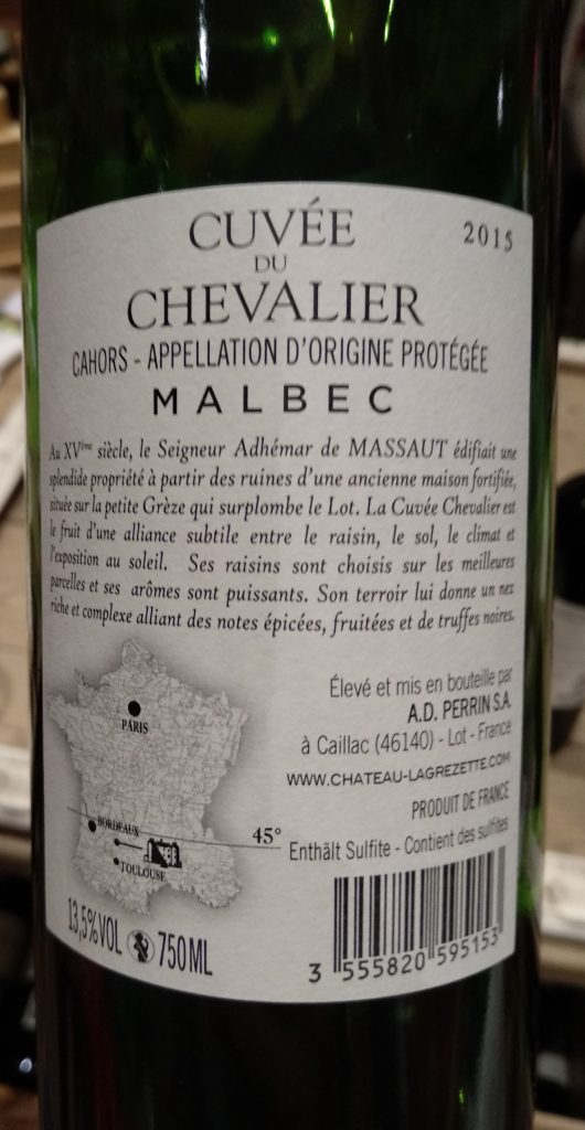 CuveeDuChevalier Contre étiquette