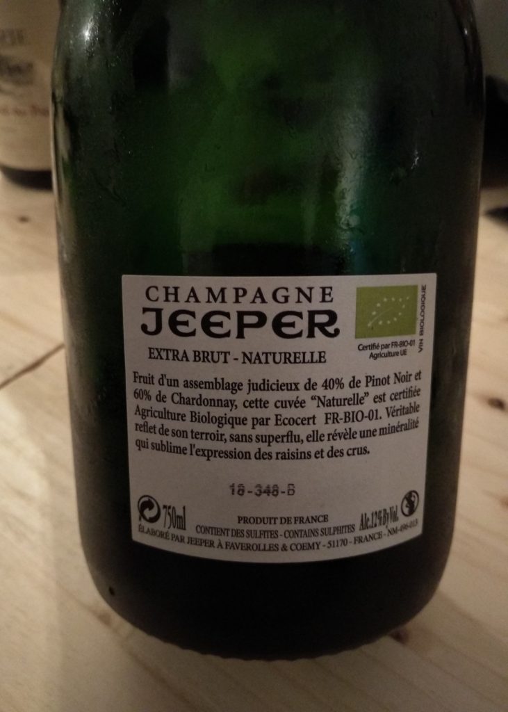 jeeper brut naturelle contre etiquette