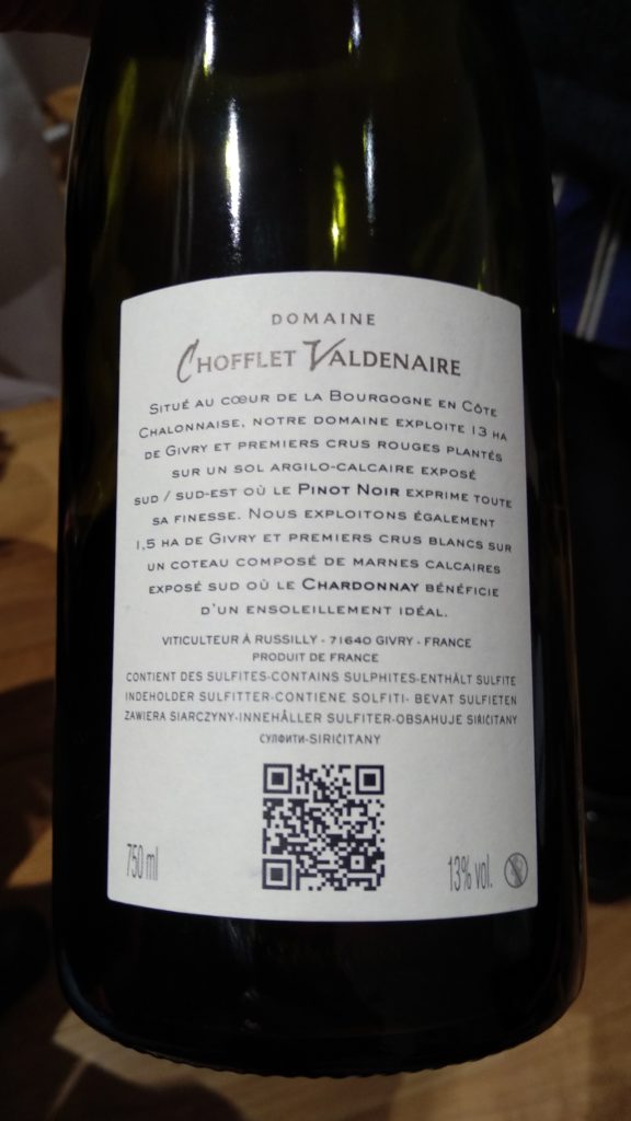 Domaine Chofflet Valdenaire contre etiquette