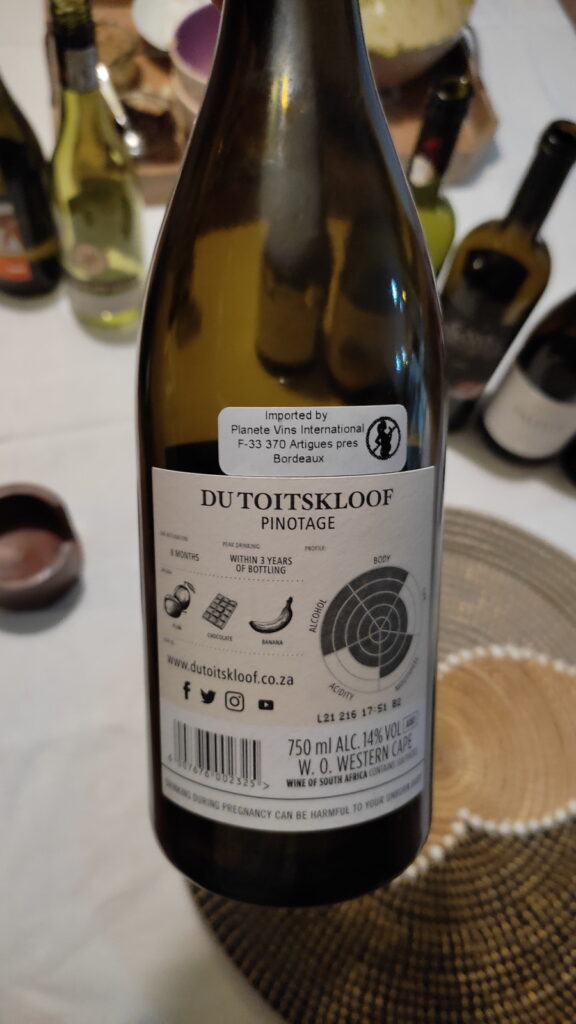 Du Toitskloof Pinotage dos